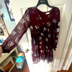 Long Sleeve Floral Print Dress